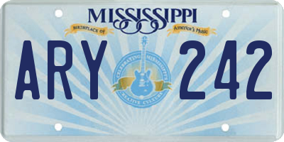 MS license plate ARY242