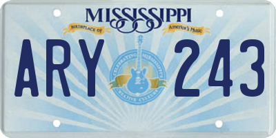 MS license plate ARY243