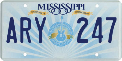 MS license plate ARY247