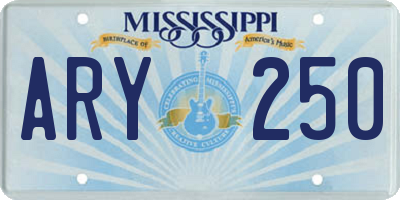 MS license plate ARY250