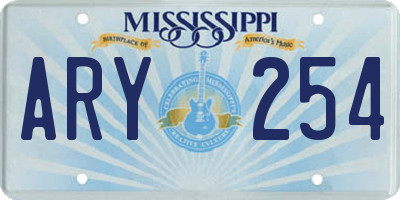 MS license plate ARY254