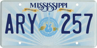 MS license plate ARY257