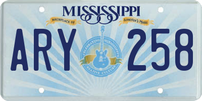 MS license plate ARY258