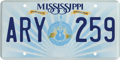 MS license plate ARY259