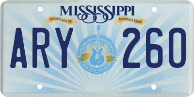 MS license plate ARY260