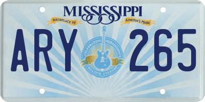 MS license plate ARY265