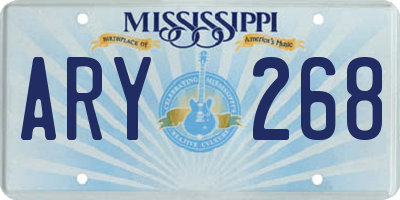 MS license plate ARY268