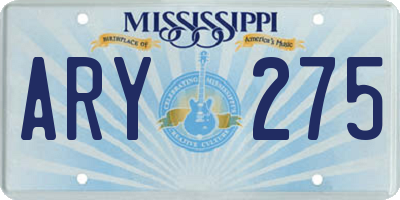 MS license plate ARY275