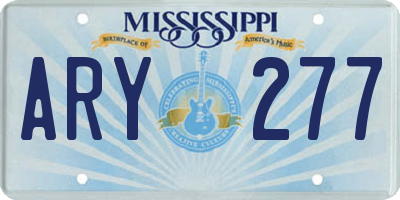 MS license plate ARY277