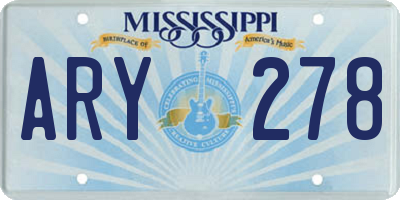 MS license plate ARY278