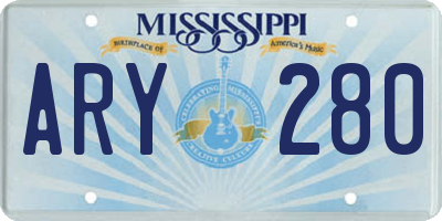 MS license plate ARY280