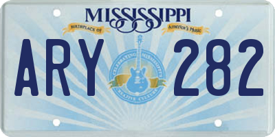 MS license plate ARY282