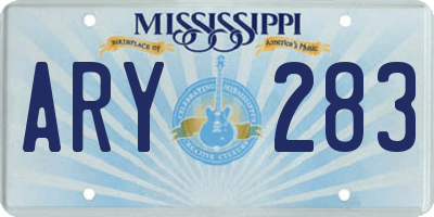 MS license plate ARY283