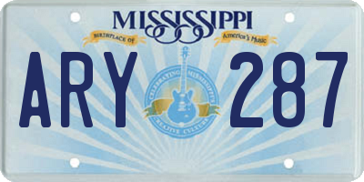MS license plate ARY287