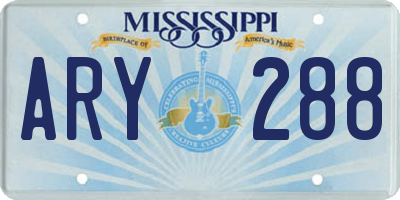 MS license plate ARY288