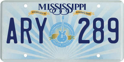 MS license plate ARY289