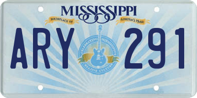 MS license plate ARY291