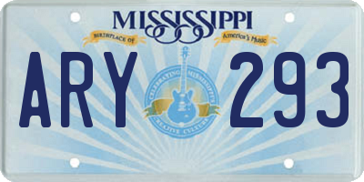 MS license plate ARY293