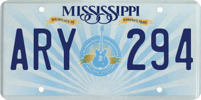 MS license plate ARY294