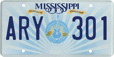 MS license plate ARY301