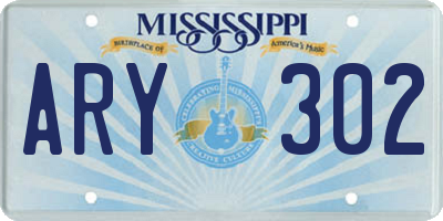 MS license plate ARY302