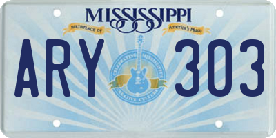 MS license plate ARY303