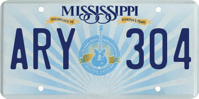 MS license plate ARY304