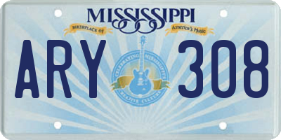 MS license plate ARY308