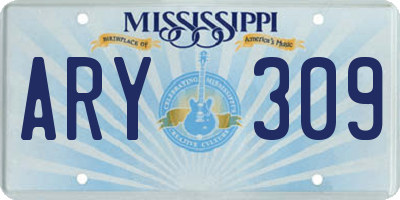 MS license plate ARY309