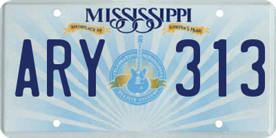 MS license plate ARY313