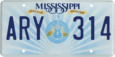MS license plate ARY314