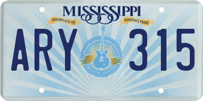 MS license plate ARY315