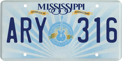 MS license plate ARY316