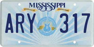 MS license plate ARY317