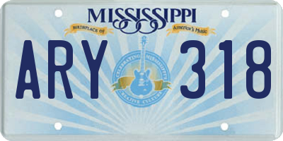 MS license plate ARY318