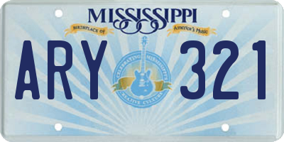 MS license plate ARY321