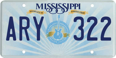 MS license plate ARY322