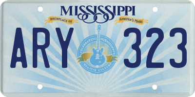 MS license plate ARY323
