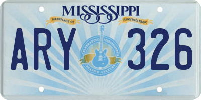 MS license plate ARY326