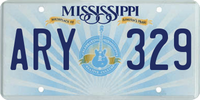 MS license plate ARY329
