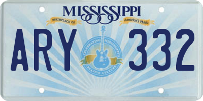 MS license plate ARY332