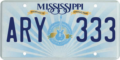 MS license plate ARY333