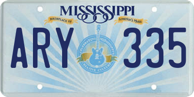 MS license plate ARY335