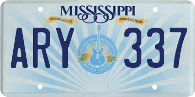 MS license plate ARY337