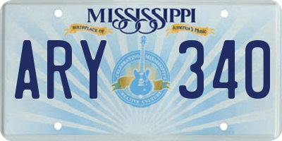 MS license plate ARY340