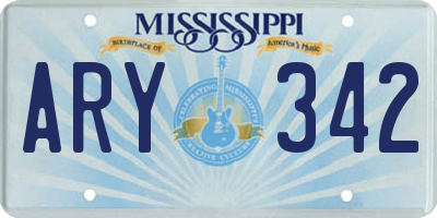MS license plate ARY342
