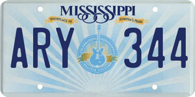 MS license plate ARY344
