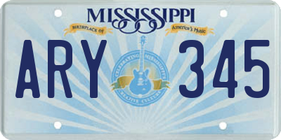 MS license plate ARY345