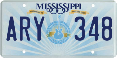 MS license plate ARY348