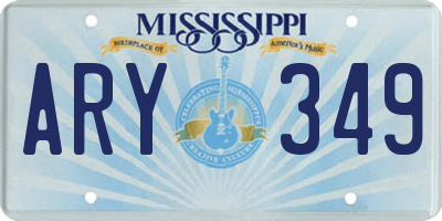 MS license plate ARY349